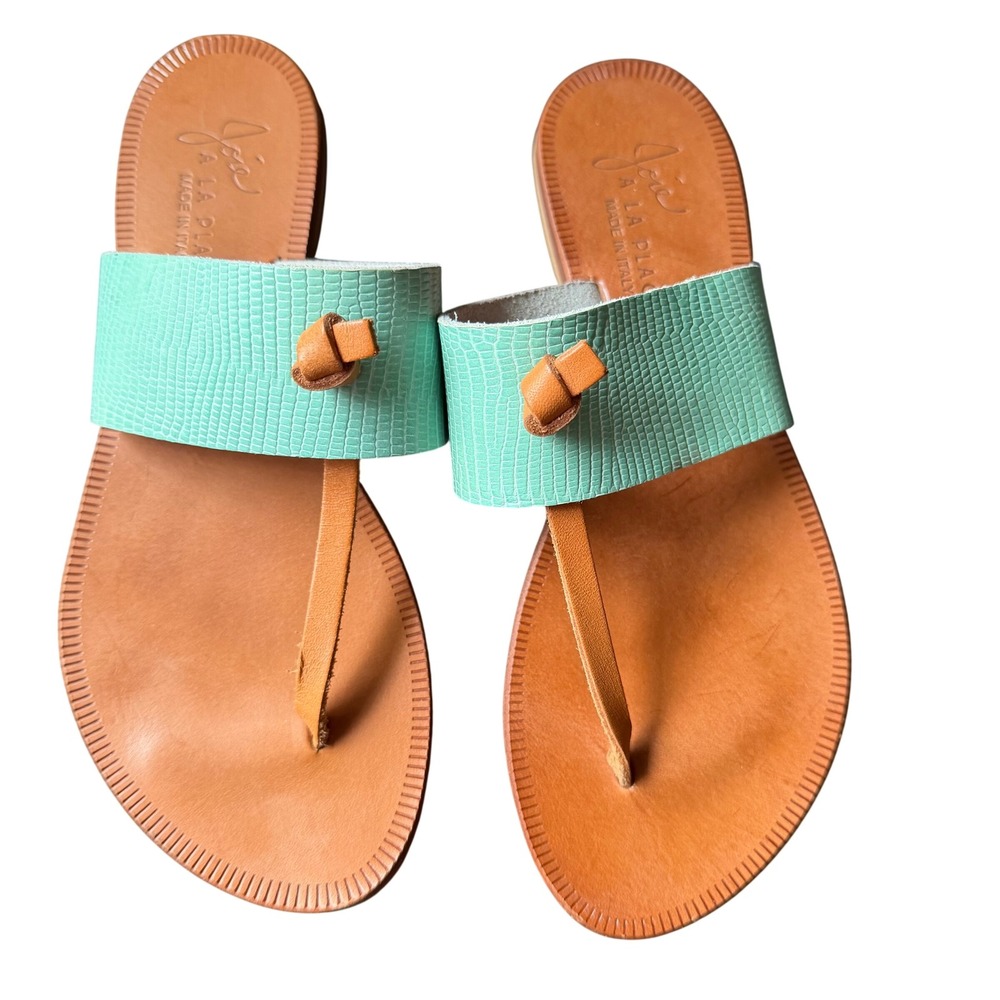 Joie Sandals Womens 35 Green Leather Snakeskin Embossed‎ Slides Mediterranean